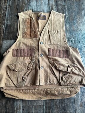 Caliber Vintage 1960s Brown Utility Hunting Shooting Gun Vest Pocket Men Size L